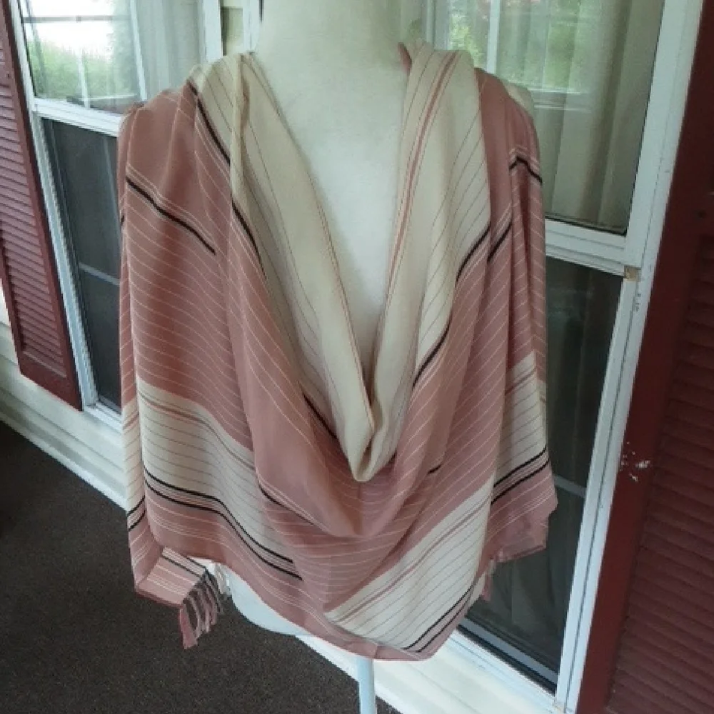 J. Crew Pink and‎ Cream Striped Wrap Shawl/Scarf